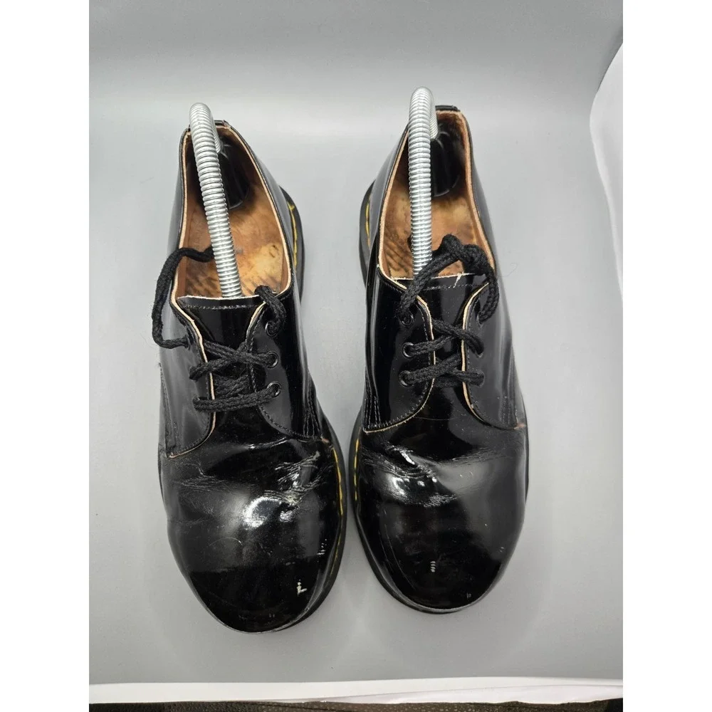Dr. Martens 1461 Black Patent Leather 3-Eye Lace Up‎ Plain Toe Oxford Womens 8